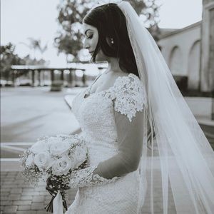 Elegant Lace Embroidered Wedding Gown